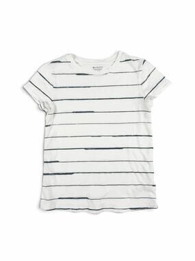 Athleta Organic Daily Striped Tee White Black 100% Cotton Size XXS